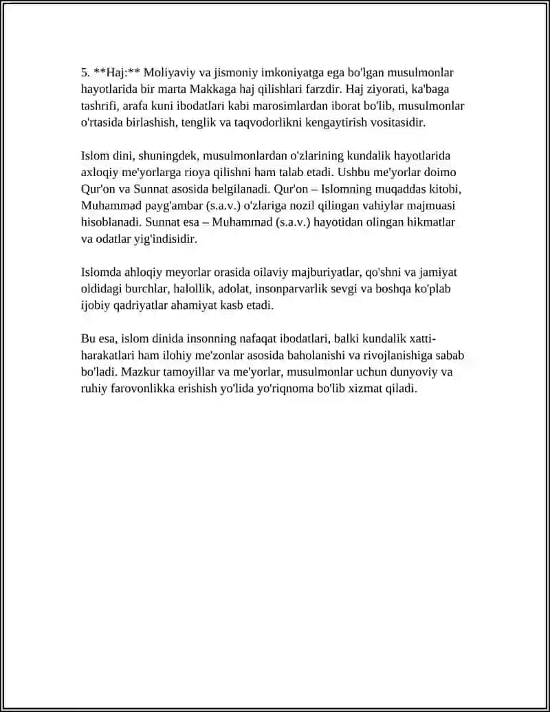 REFERAT Mavzu: ISLOM DINI 4