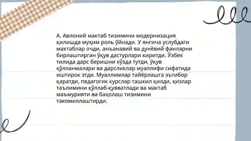 Жадид марифатпарварларнинг улка ижтимоий-маданий хаётига кушган хиссаси 4