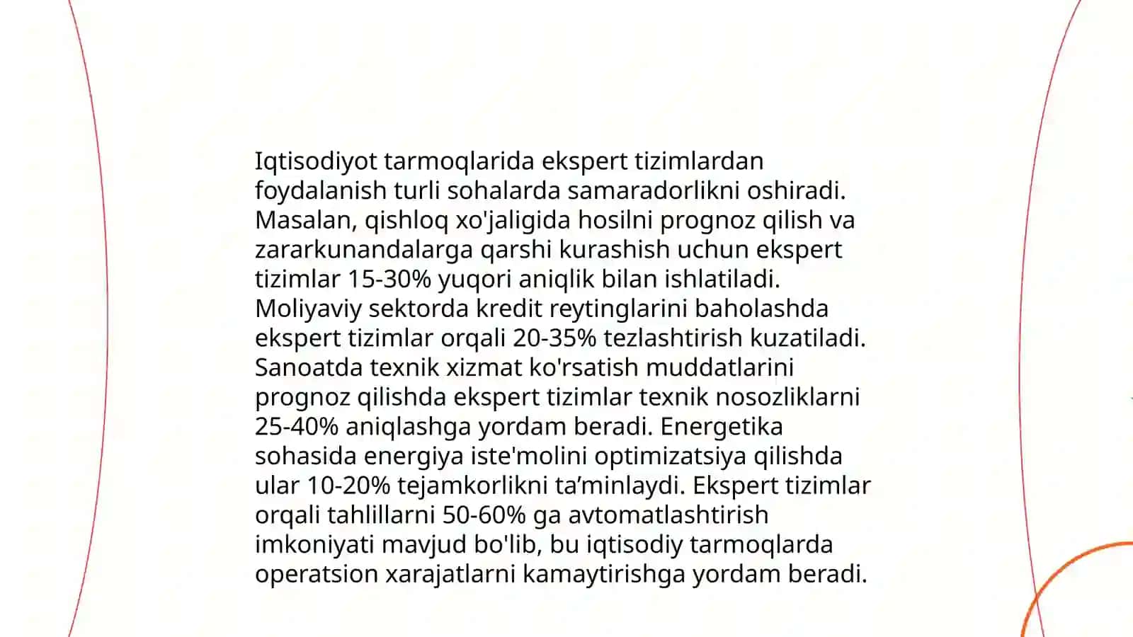 Ekspert tizimlari boshqaruvdagi o'rni va ularni iqtisodiyot tarmoqlarda qo'llash 4