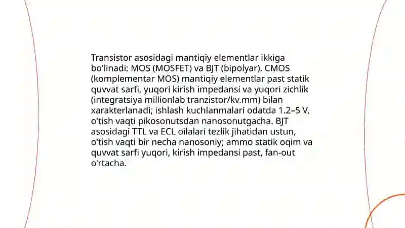 Mantiqiy elementlar texnologiyasi 4