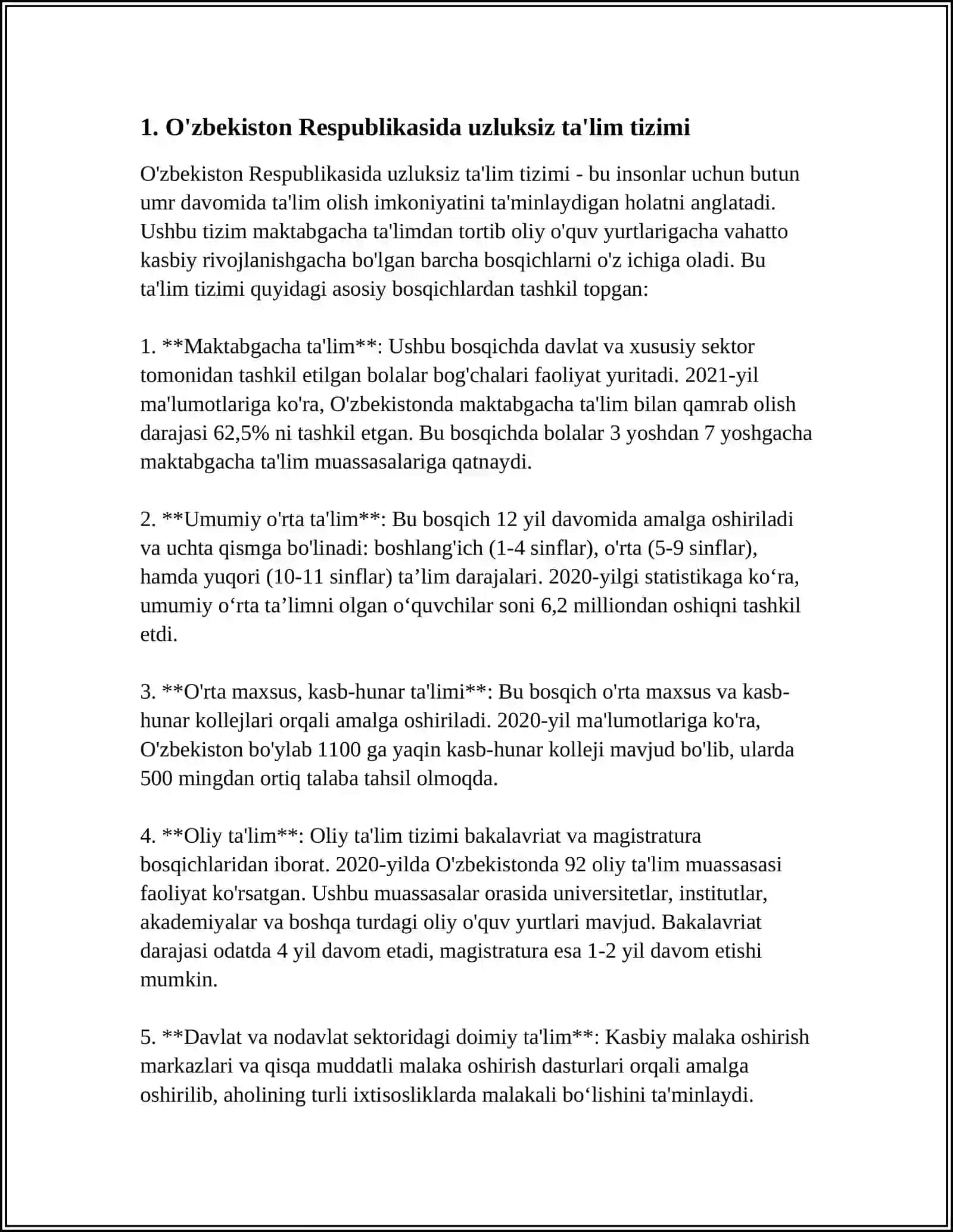 O'zbekiston Respublikasida Uzluksiz Ta'lim Tizimi 4