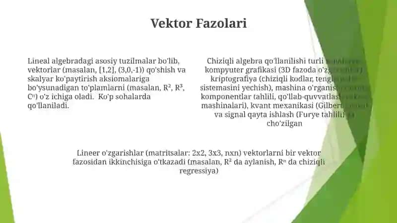 Chiziqli algebra va uning tadbiqlari 4