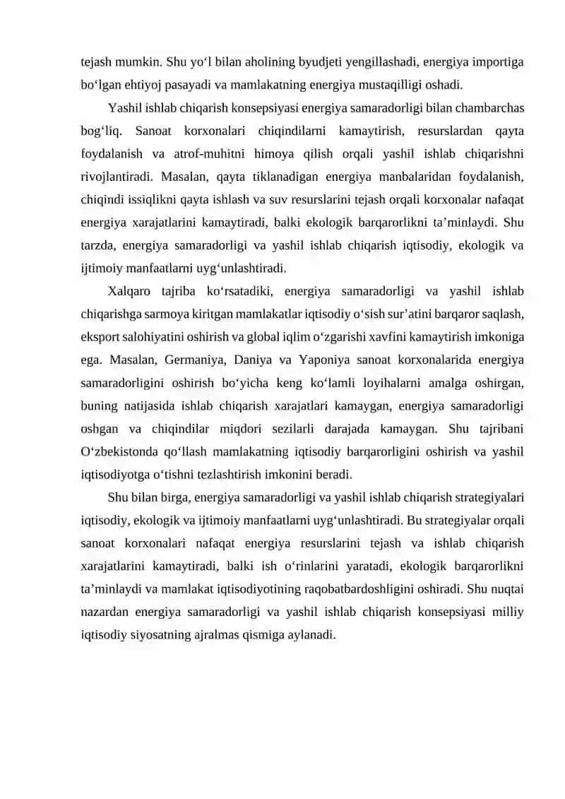 Energiya samaradorligi va sanoatda yashil ishlab chiqarish yoʻnalishlari 4