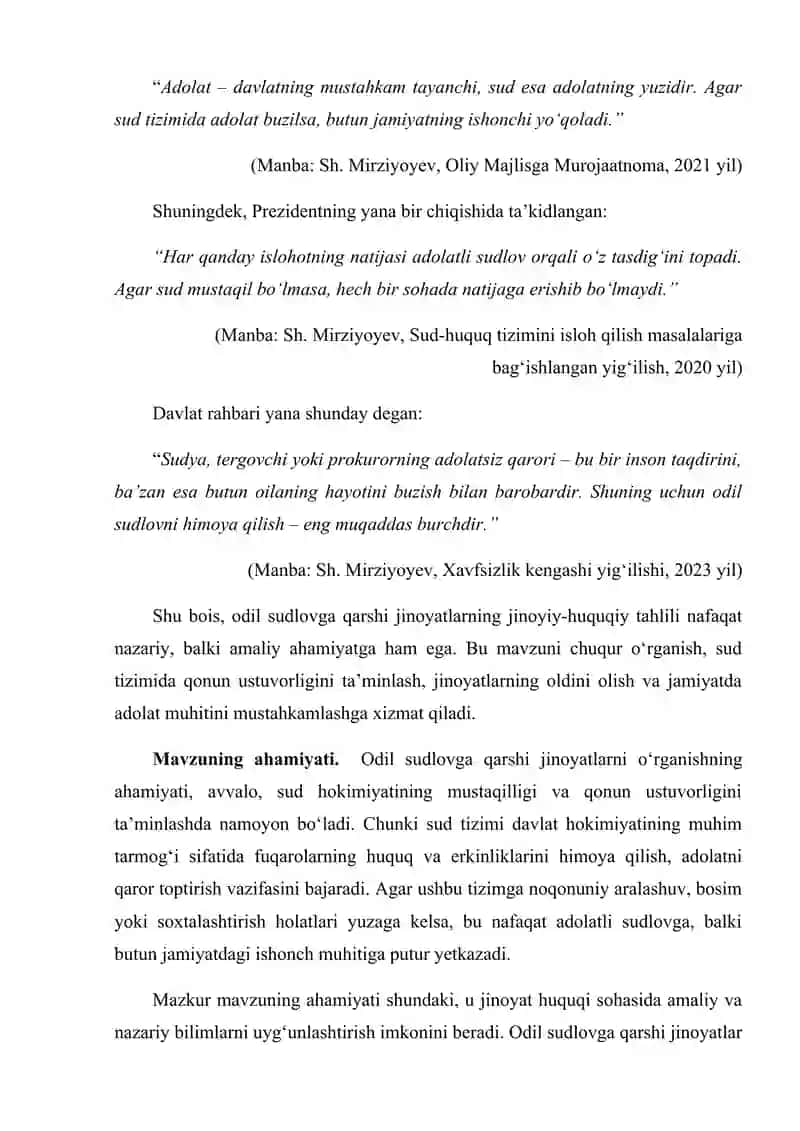 ODIL SUDLOVGA QARSHI JINOYATLAR: JINOIY-HUQUQIY TAHLILI KURS ISHI 4