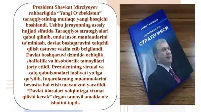 Yangi Oʻzbekiston taraqqiyot strategiyasi va davlat boshqaruvi islohotlari 4