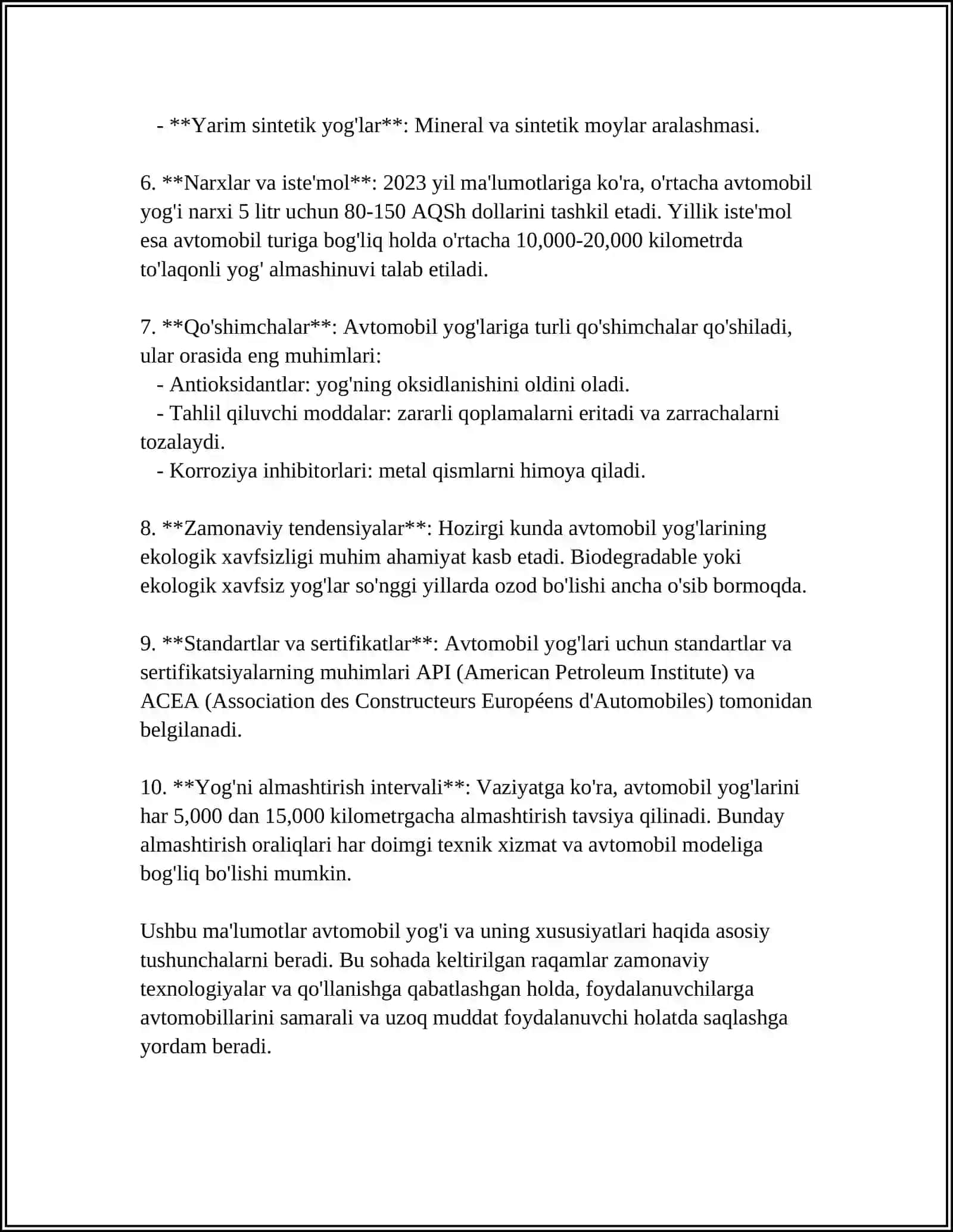 Avtomobillar yog'i 4
