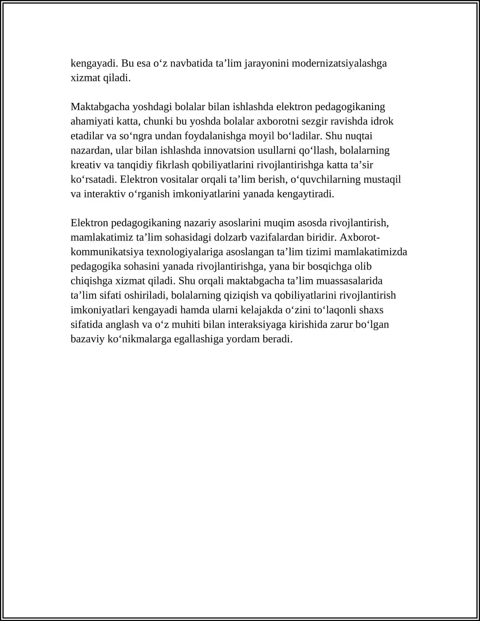 MAKTABGACHA TALIM ERNOPEDAGOGIKASINING TALIM TIZIMIDAGI ORNI 4