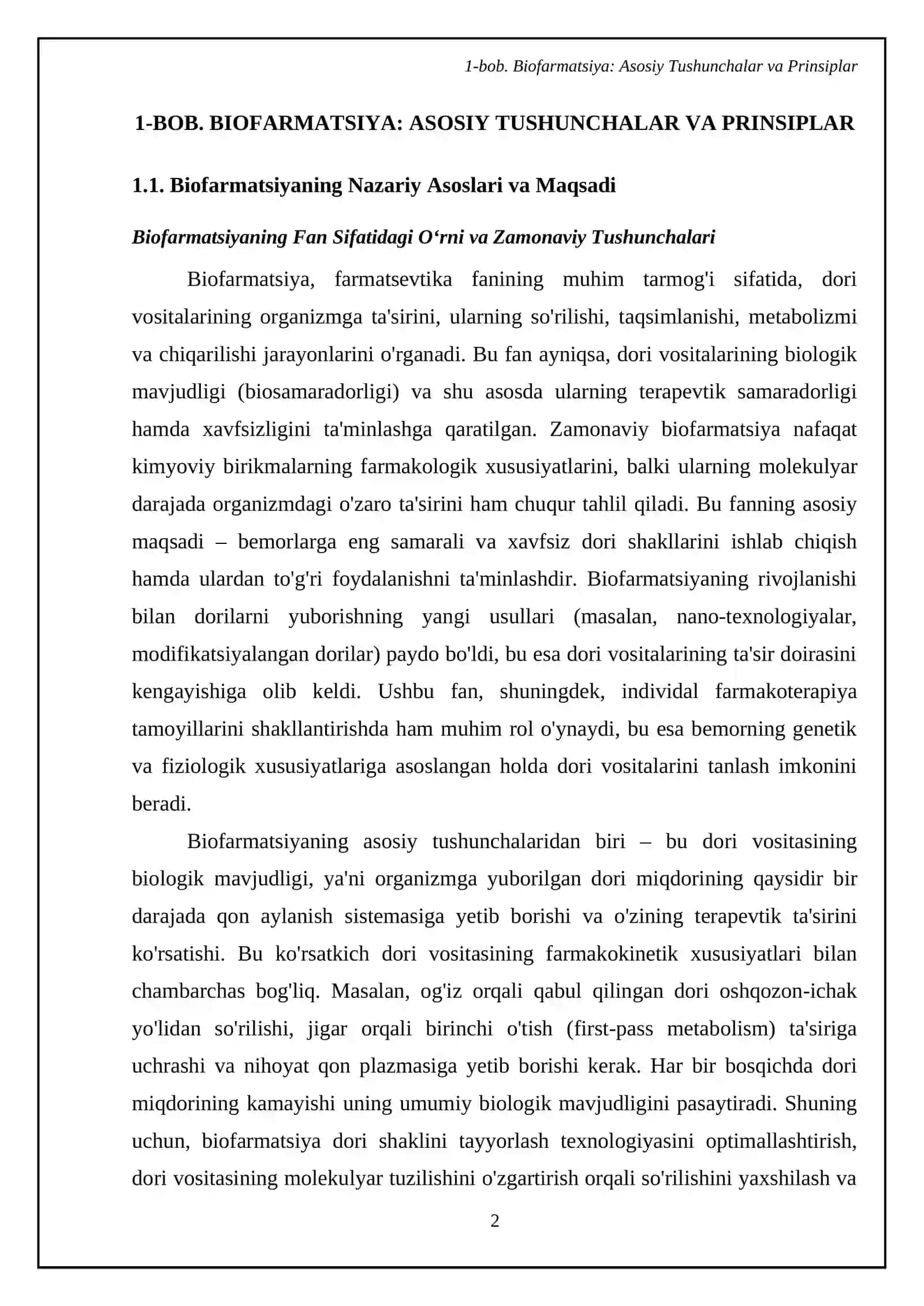 Biofarmatsiya asoslari. Dorilarning biosamaradorligini aniqlash usullari 4