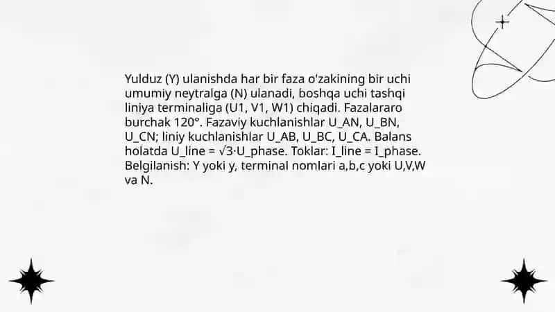 Transformator chulģamlarining ulanish guruhlari va belgilanishlari bilan tanishish hamda ularning sxemalarini chizish 4