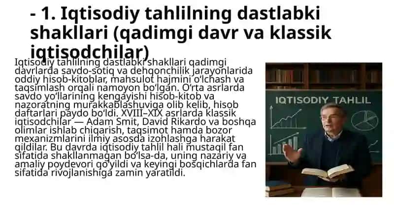 Iqtisodiy tahlilning fan sifatida rivojlanish bosqichlari 4