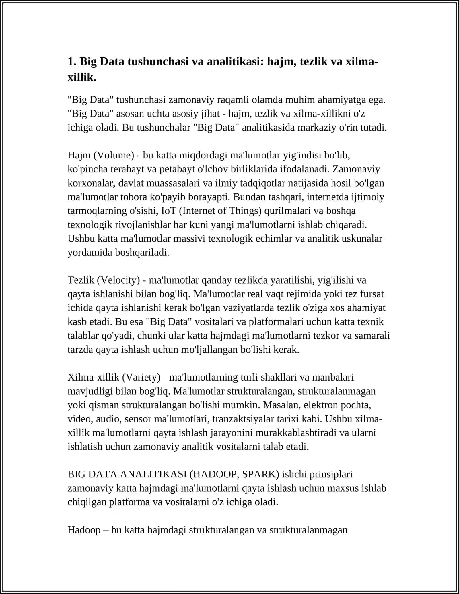 BIG DATA ANALITIKASI (HADOOP, SPARK) ISHLASH PRINSIPLARI 4