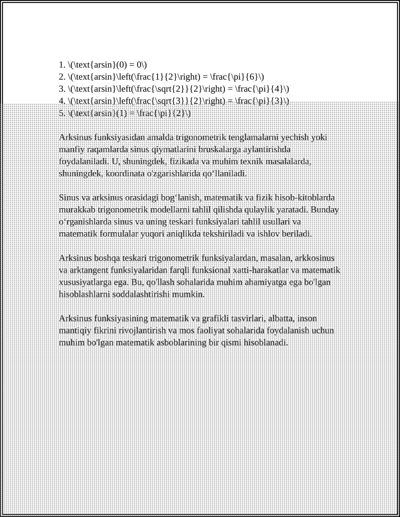 TESKARI TRIGONOMETRIK FUNKSIYALAR VA ULARNING XOSSALARI 4