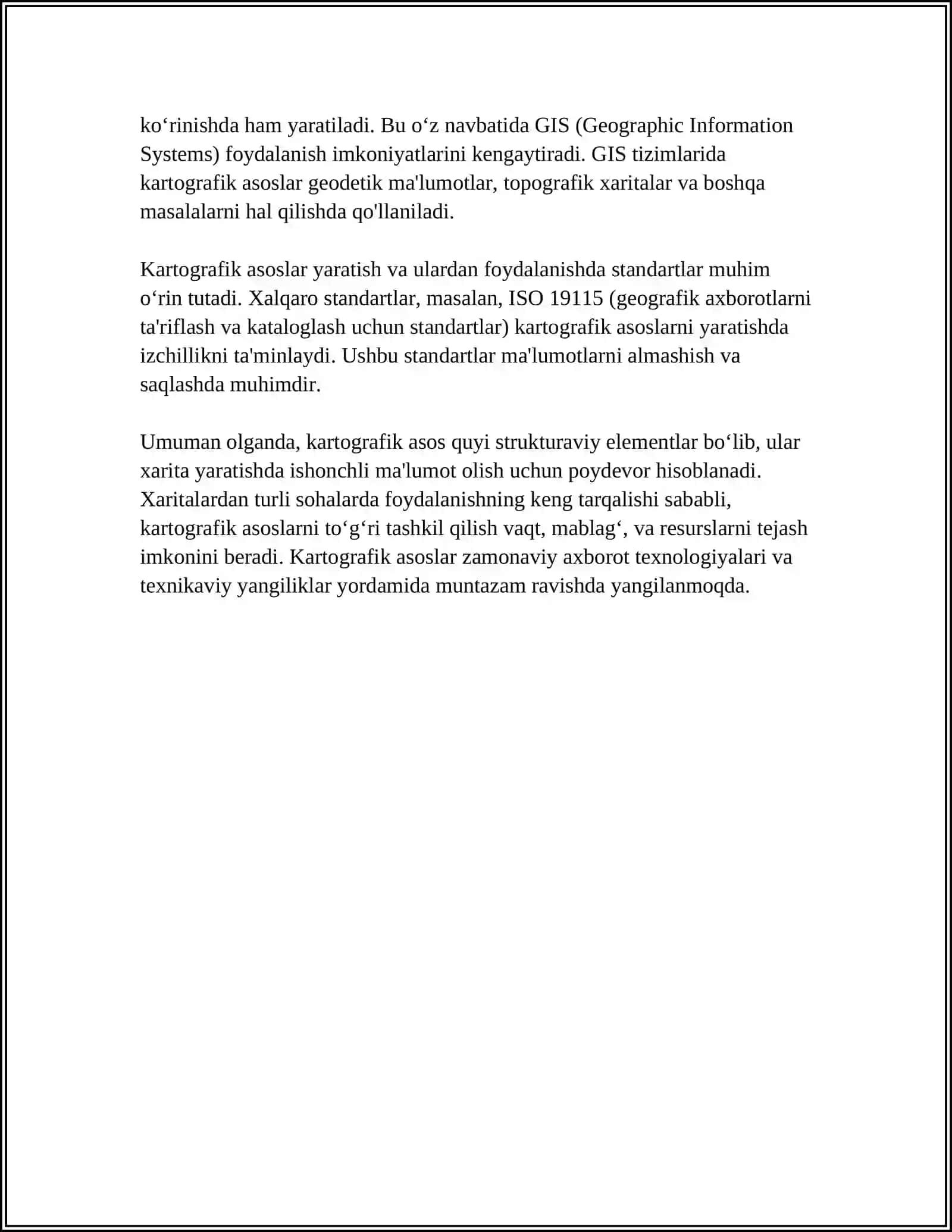 Kartografik asos va undan foydalanib ishchi xarita tayyorlash 4