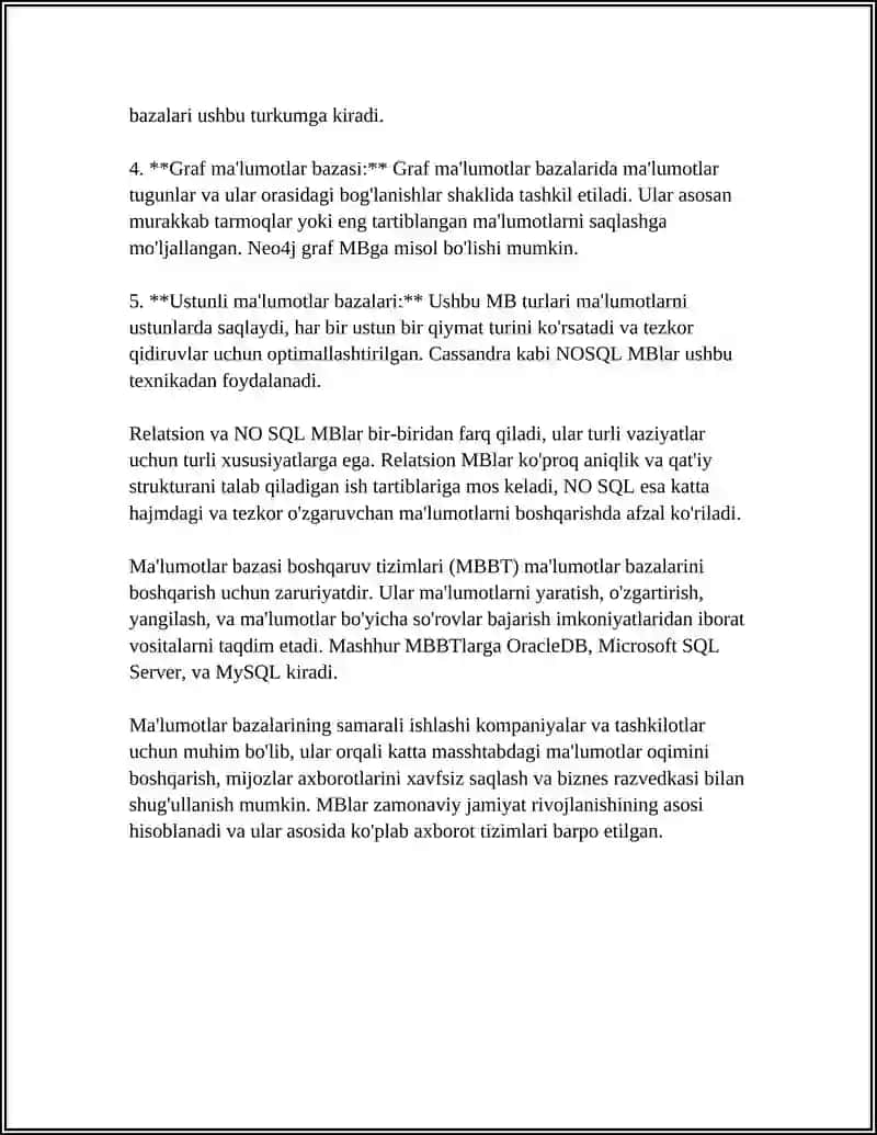 Ma'lumotlar Bazasi (MB) Tushunchasi va Turlari 4