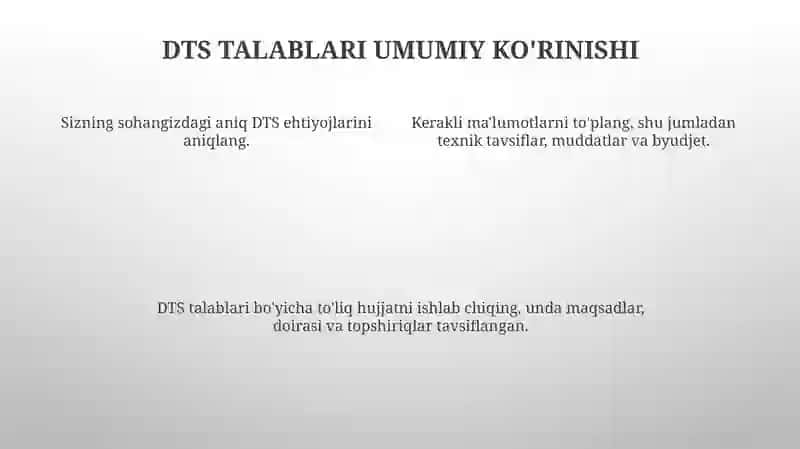 DTS talablari [Sizning mutaxassislik sohangizda] 4