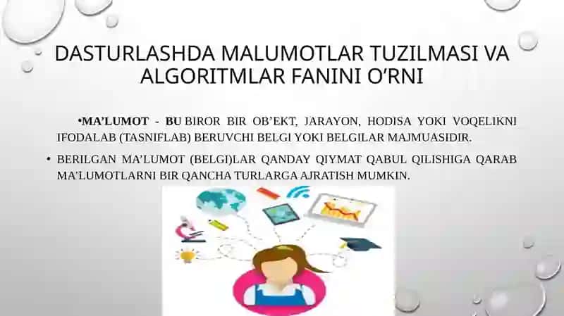 Ma’lumotlar turlari va tasvirlash tushunchalari 4