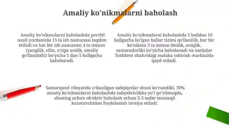 Bilim,ko'nikma va malakalarni baholash mezonlari 4