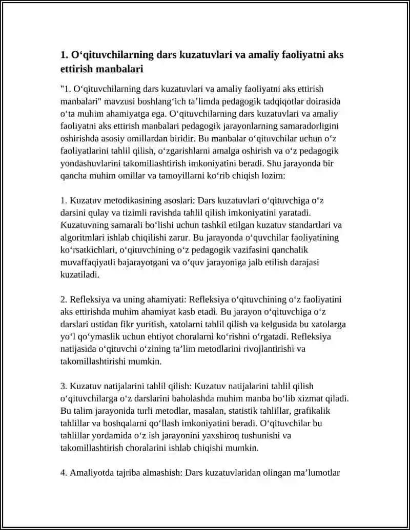 BOSHLANĞICH TALIMDA PEDAGOGIK TADQIQOTLARNING PEDAGOGIK AKS ETTIRISH MANBALARI 4