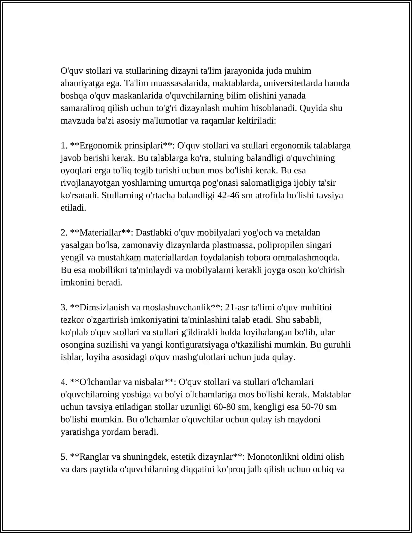 BOLALARNING QAD-QOMATINI SHAKILLANISHIGA SINF VA SINF JIHOZLARINING TA'SIRINI O'RGANISH 4