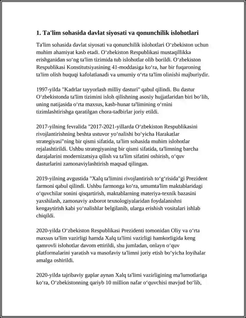 O‘ZBEKISTON RESPUBLIKASIDA TA'LIM SOHASIDA AMALGA OSHIRILGAN ISLOHOTLAR 4