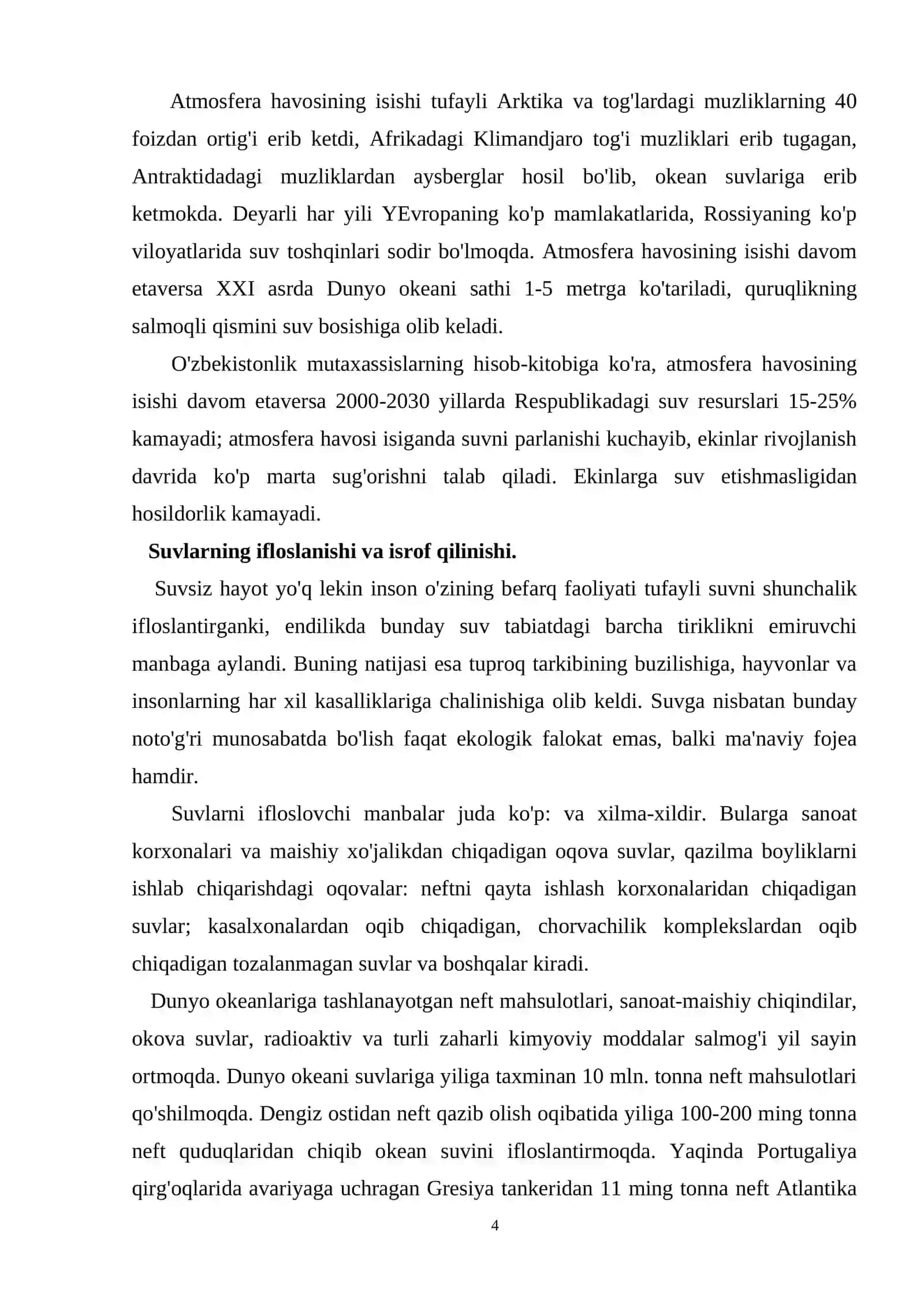 O`zbekistonda suv resurslardan oqilona foydalanish masalalari 4