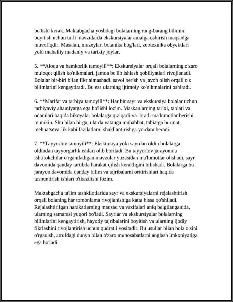 MAKTABGACHA TALIM TASHKILOTLARIDA SAYR VA EKSKURSIYALAR TASHKIL ETISH MAZMUNI 4