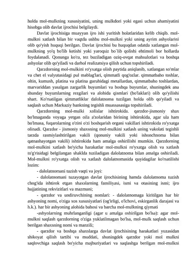 Undiruvni qarzdor yuridik shaxsning mol-mulkiga qaratishning xususiyatlari 4