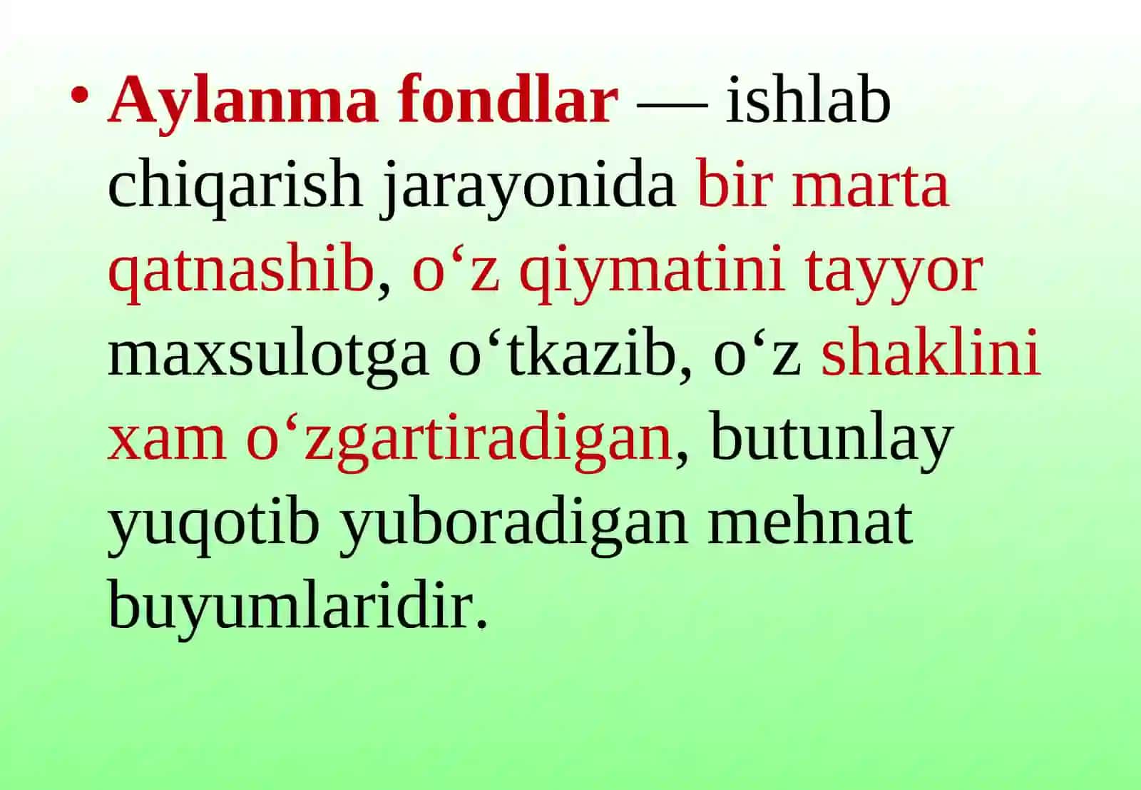 Korxonaning aylanma mablaglari 4