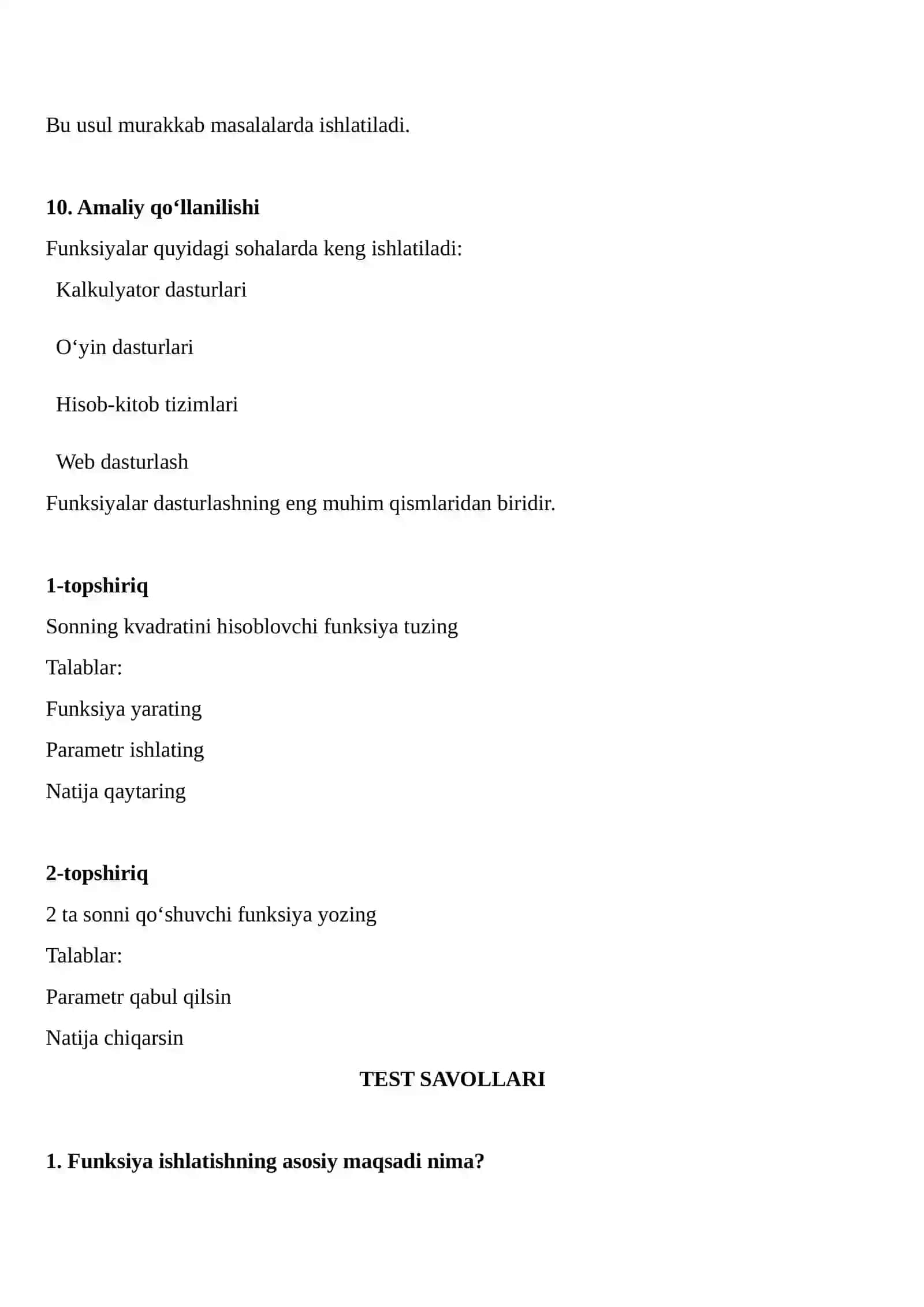 Funksiyalardan foydalanib dastur tuzish 4