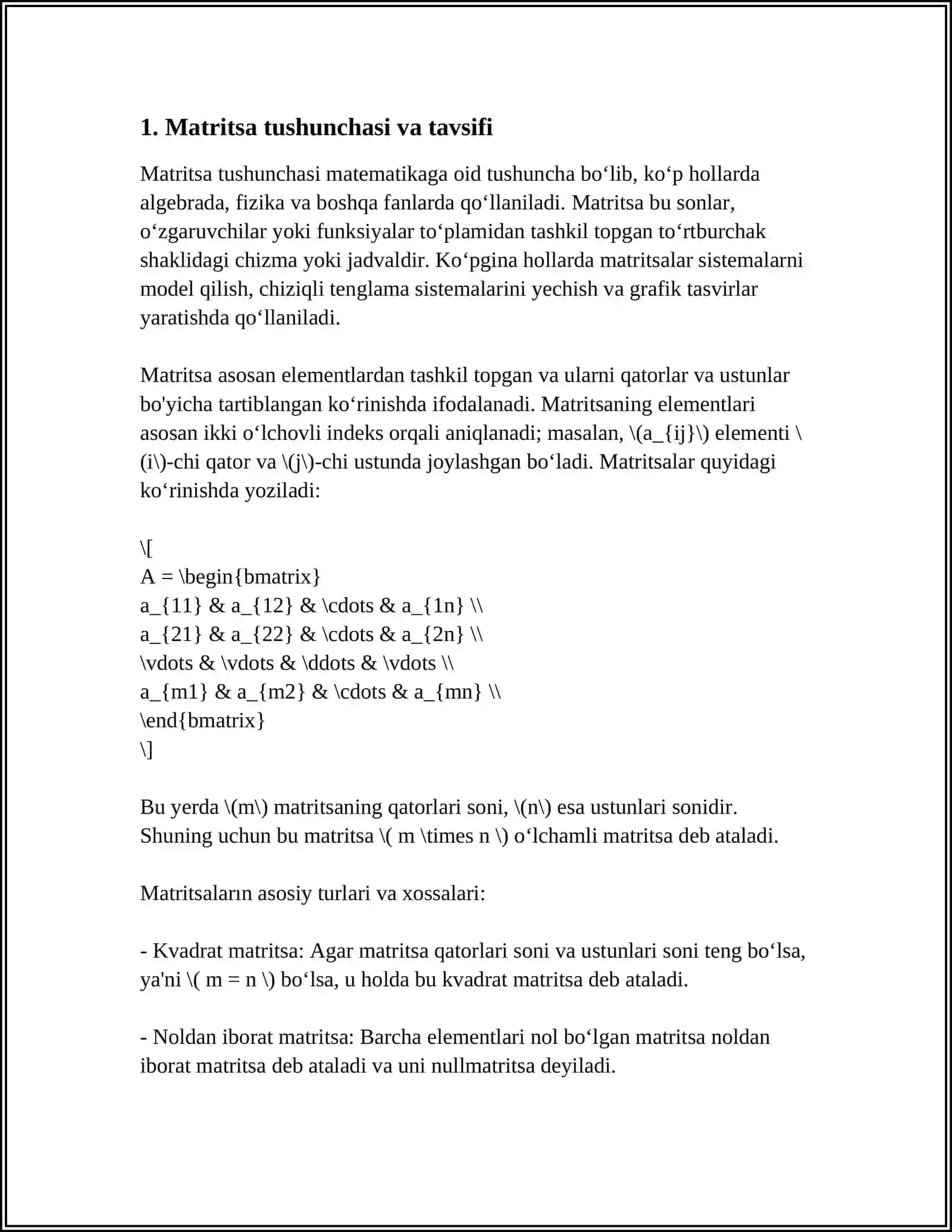 MATRITSA HAQIDA TUSHUNCHA 4