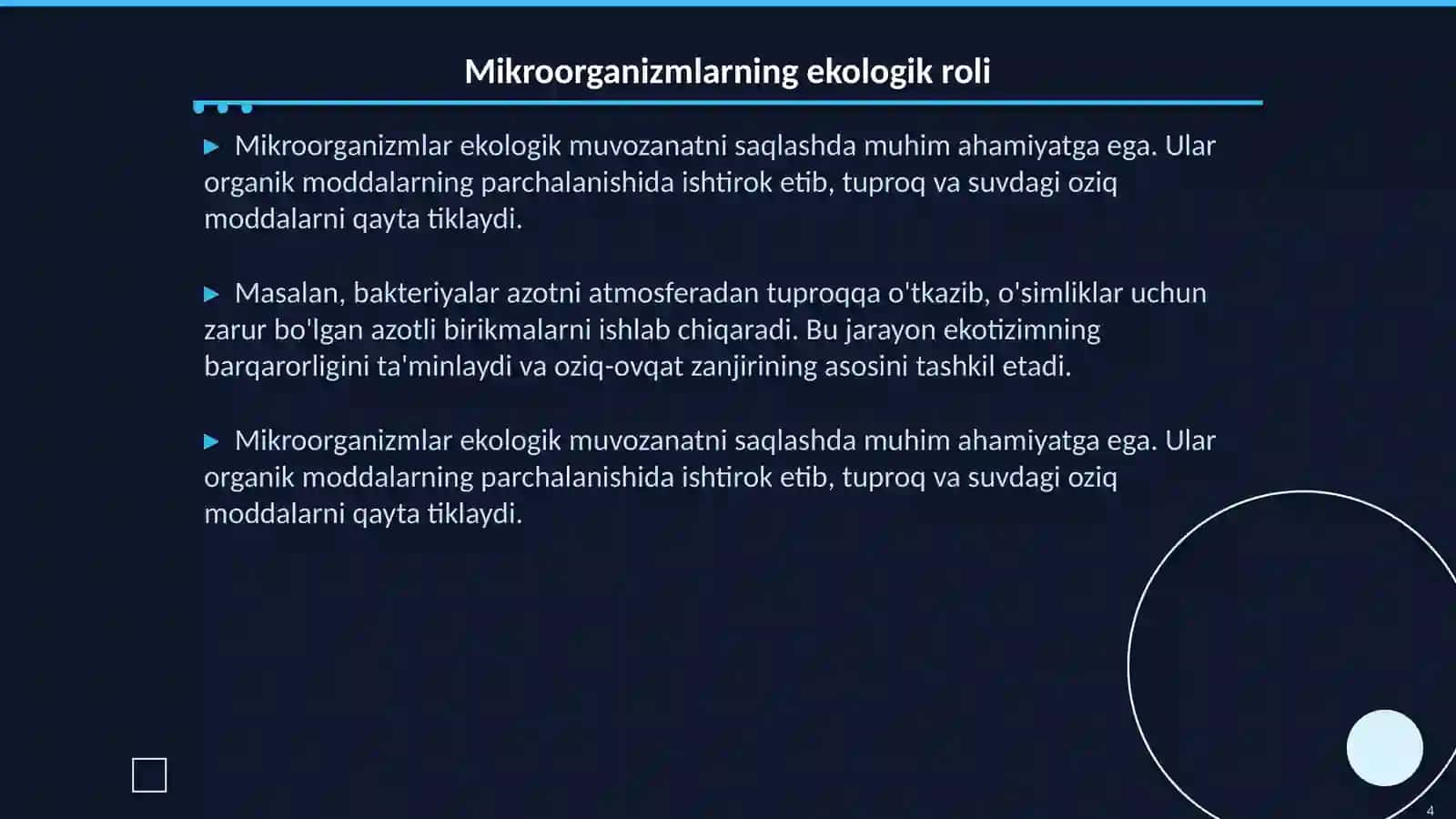 Mikroorganizmlarning moddalar almashinuvidagi roli 4