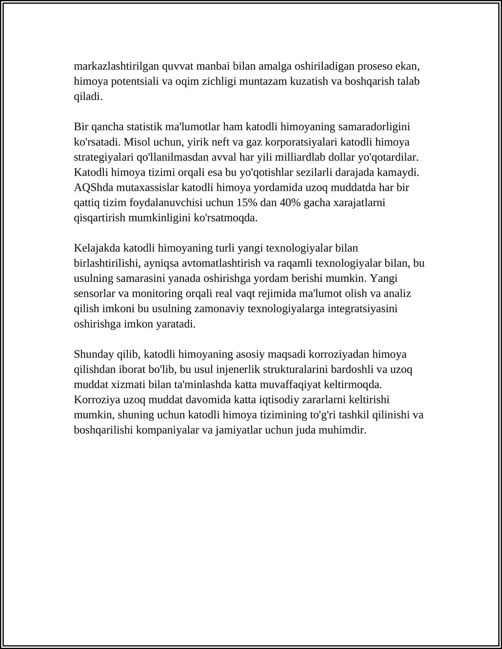 Katodli himoya va uning asosiy tamoyillari 4