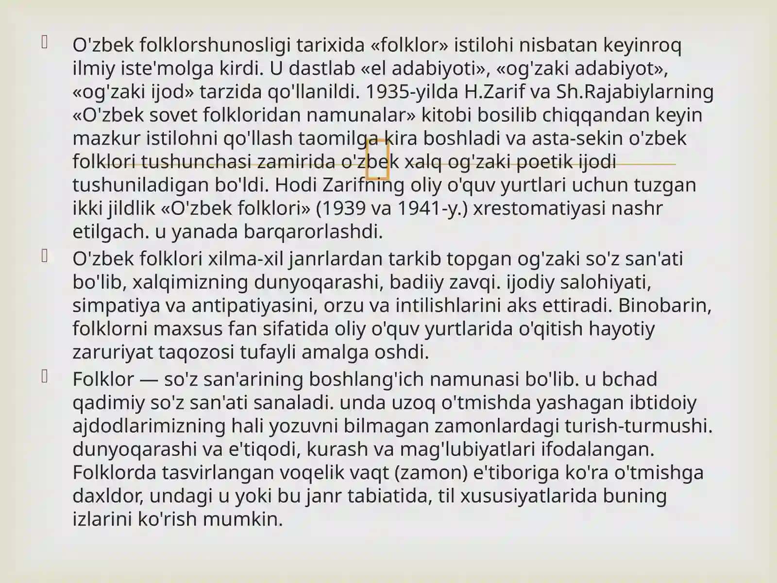 O'zbek folklori tushunchasi 4
