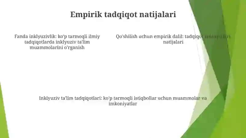 Turli Yo'Nalishdagi Ilmiy Tadqiqotlarda Inklyuziv Ta'Lim Muommolarini O'Rganish 4