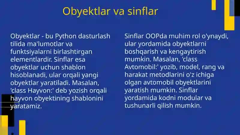Paython dasturlash tilida OOP (Object-Oriend Pragramming) 4