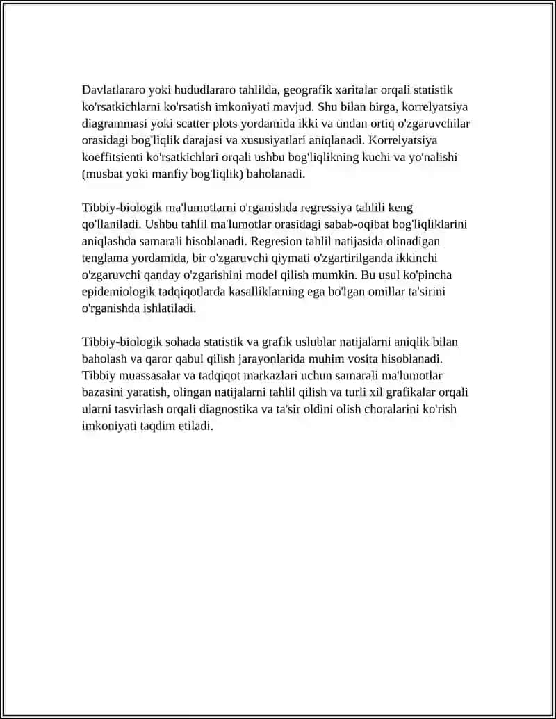 TIBBIY-BIOLOGIK MASALALARNI YECHISHDA MATIMATIK STATISTIKA ELEMETLARIDAN FOYDALANISH 4