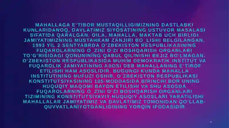 Mahalla - Oʻzbekistonda maʼmuriy-hududiy birlik 4