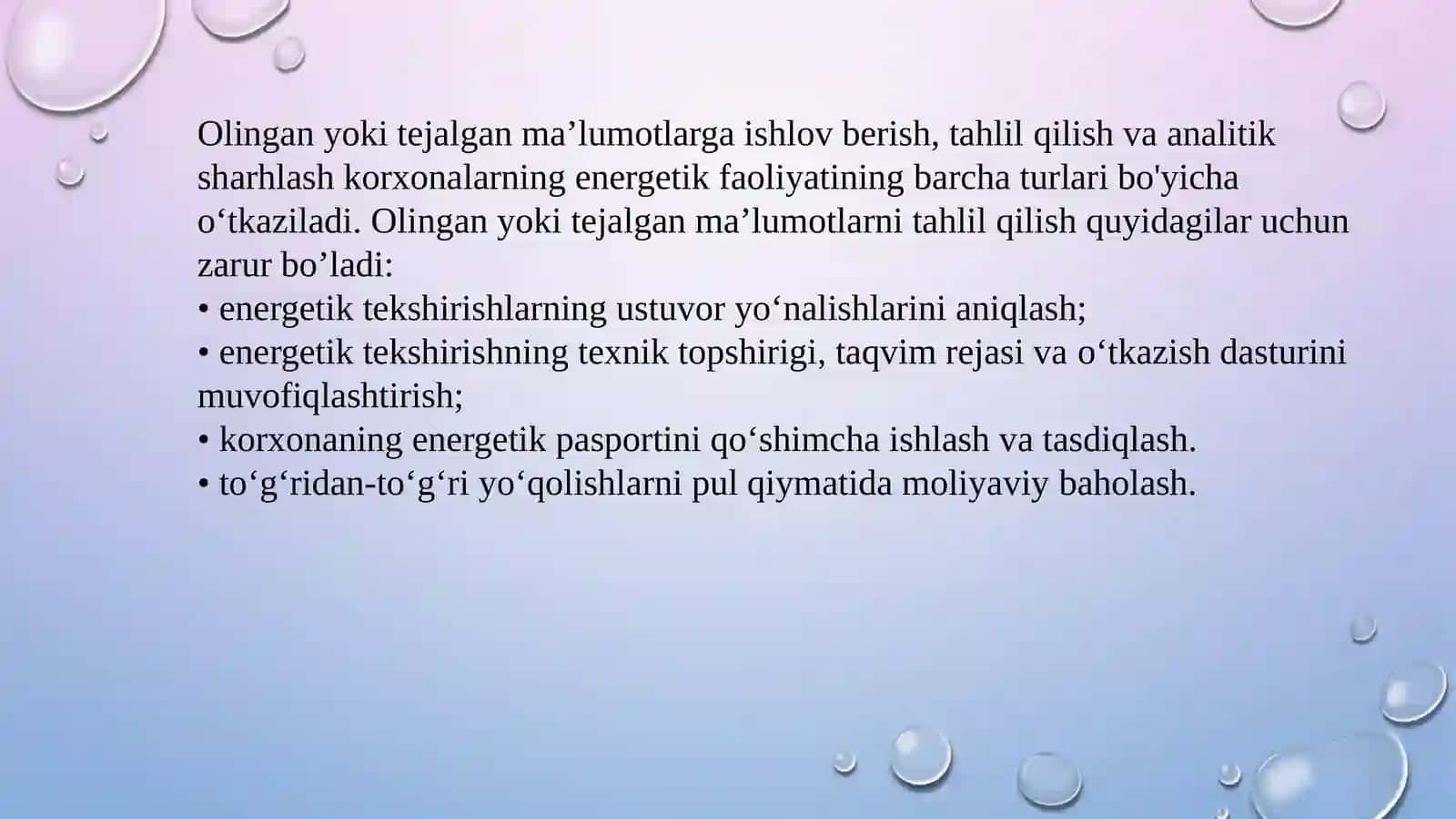 Korxonalarning energetik faoliyatini analitik sharhlash 4