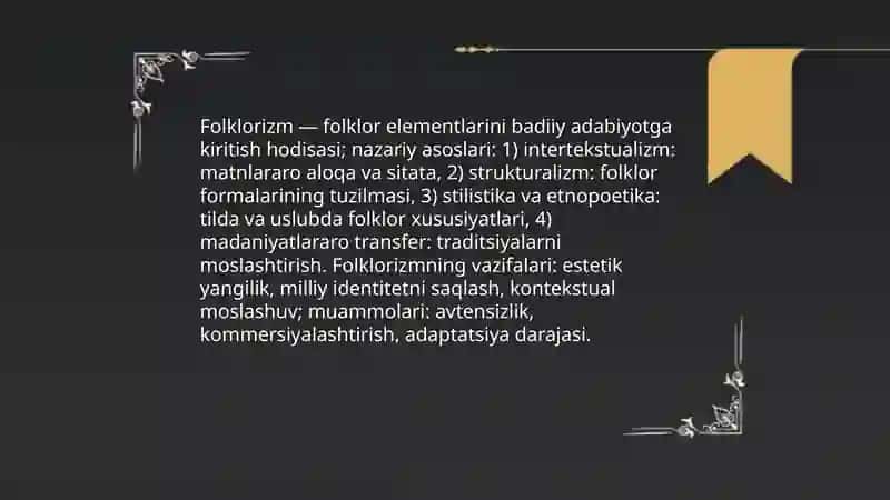 Folklor va badiiy adabiyot munosabatlari 4