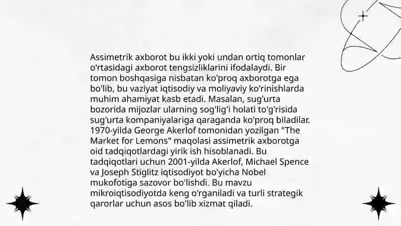Iqtisodiyot boyicha nobel mukofoti lovrentlarining g'oyalari 4