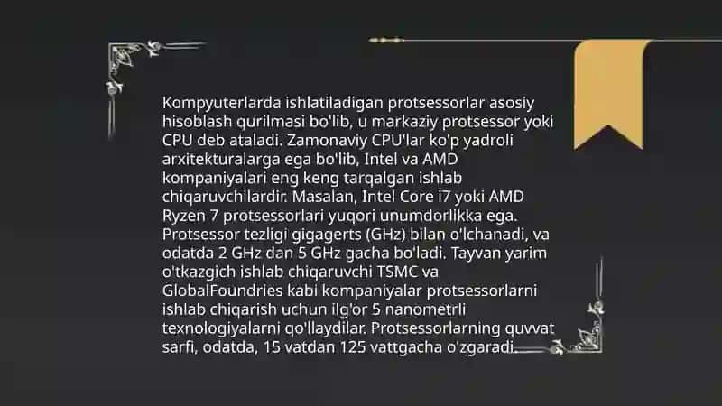 Zamonaviy kompyuterlarning konfiguratsiyasi va ularning qo'llanish sohalari 4