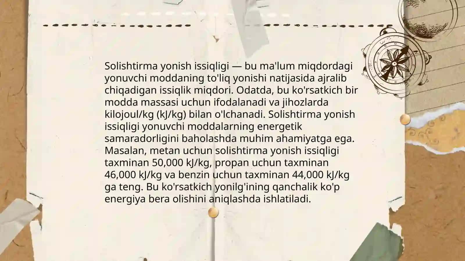 Yoqilg'ining solishtirma yonish issiqligi 4