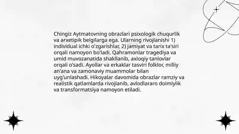 Chingiz Aytmatovning ronlarini o`rganish 4