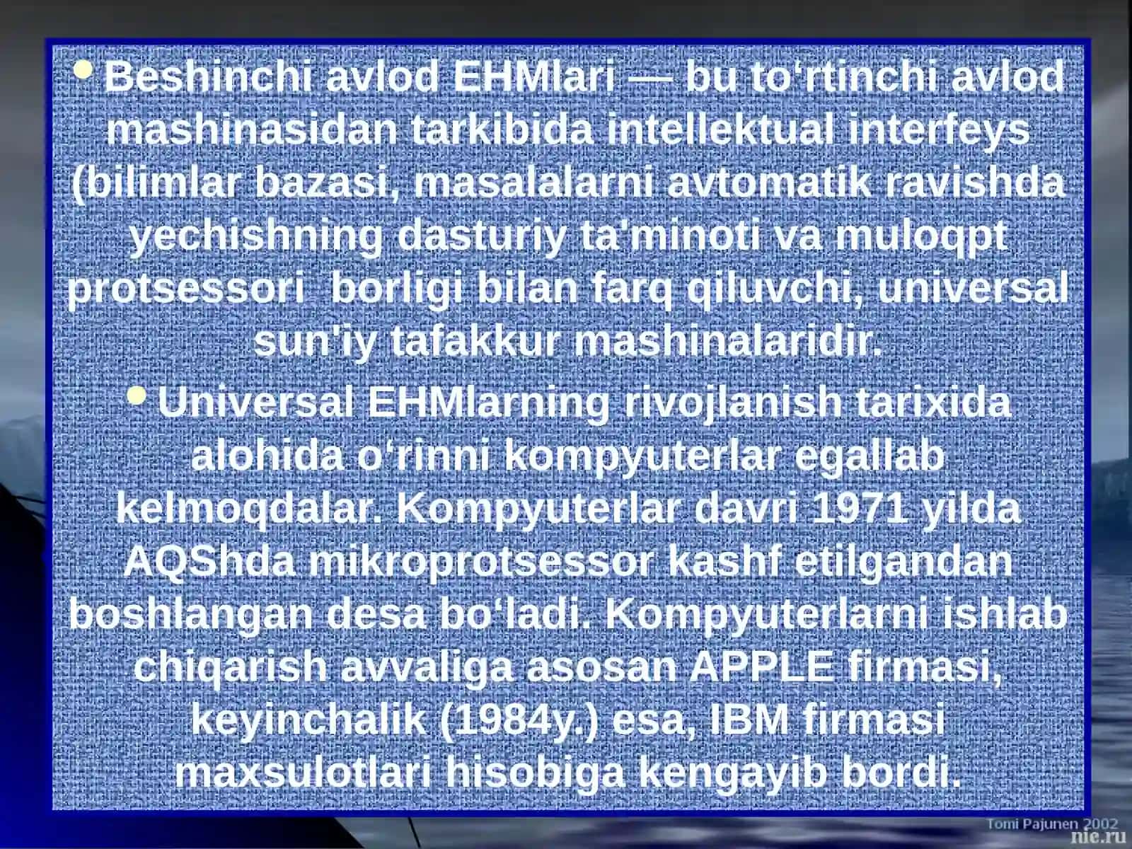 EHMning rivojlanishi tarixi va uning avlodlari 4