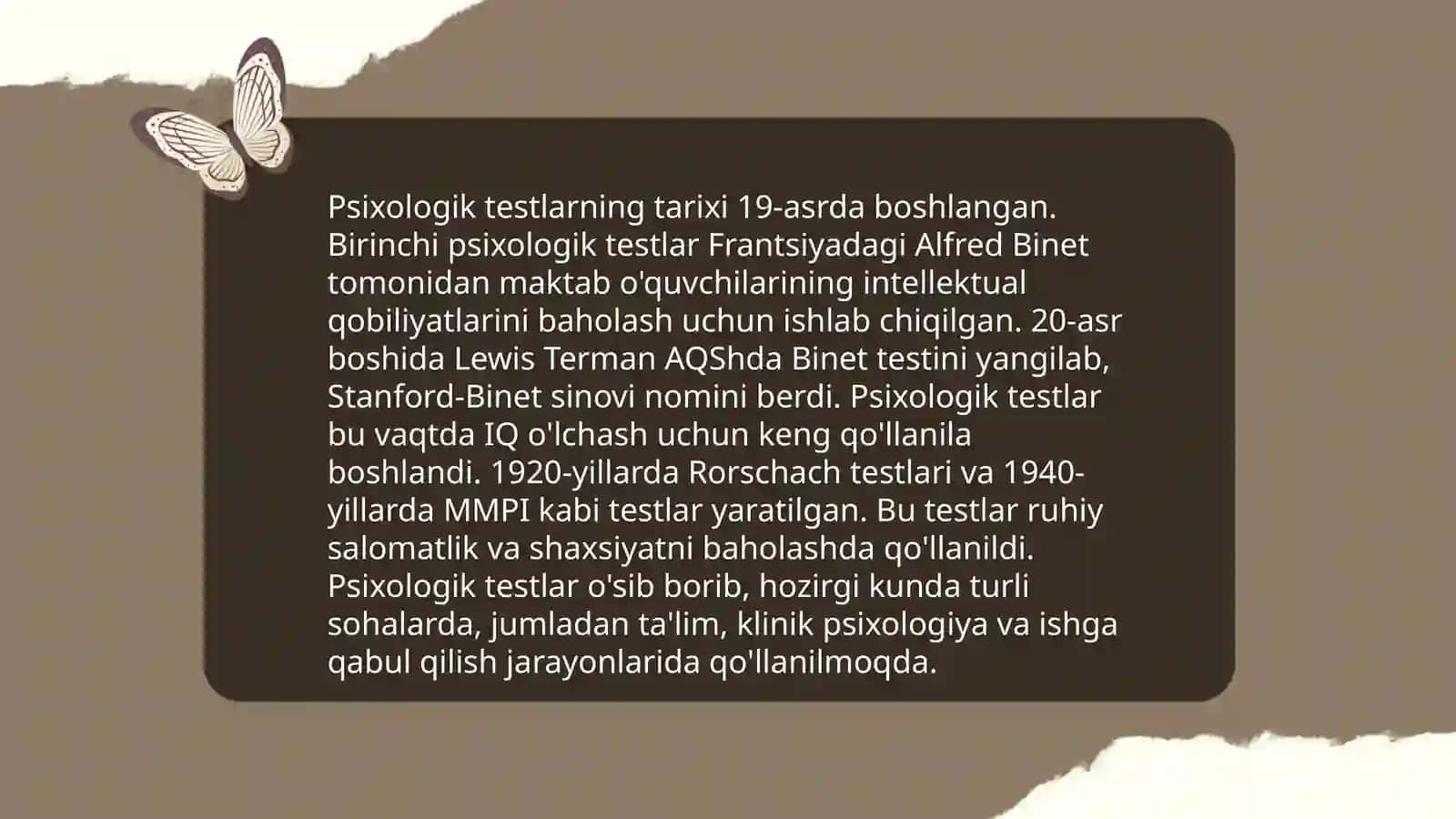 Psixologiyaning tabiiy-ilmiy asoslari.Psixologik tetslar va ularning imkoniyatlari 4