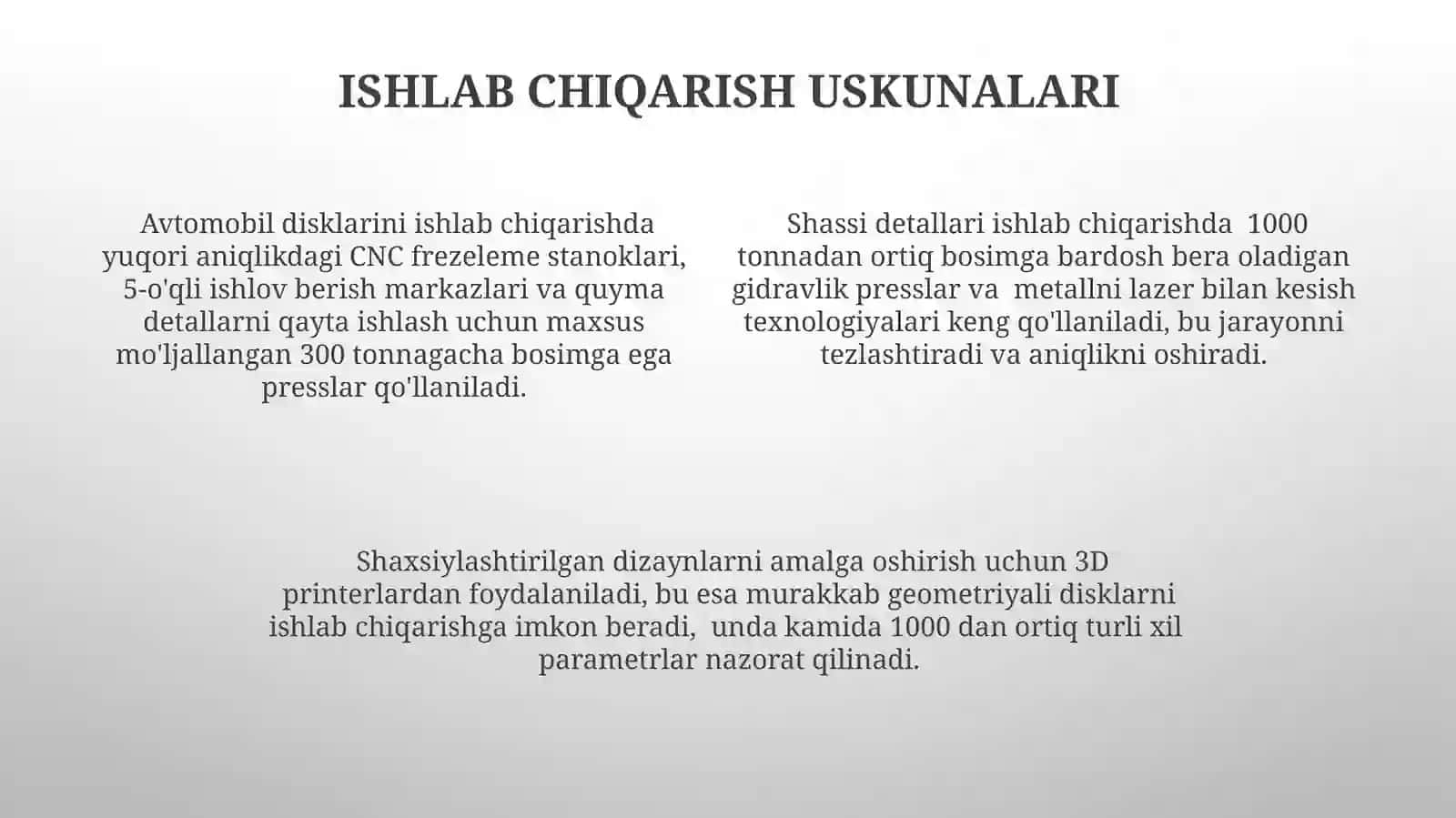 Avtomobildiskalarinivashassiqisimlariniishlabchiqarishjarayoni 4