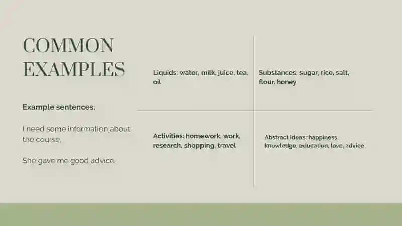UNCOUNTABLE NOUNS 4