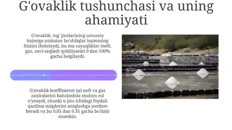 Rezervuar qatlamining g'ovaklik koeffitsientini aniqlash usullari 4