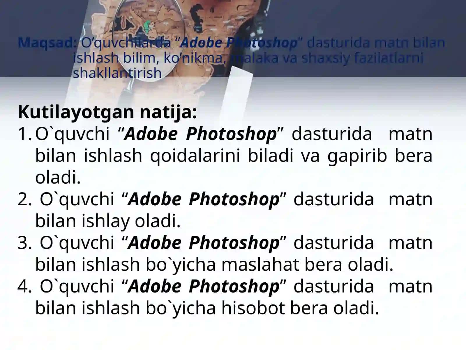 Adobe Photoshop dasturining vazifasi nimadan iborat? 4