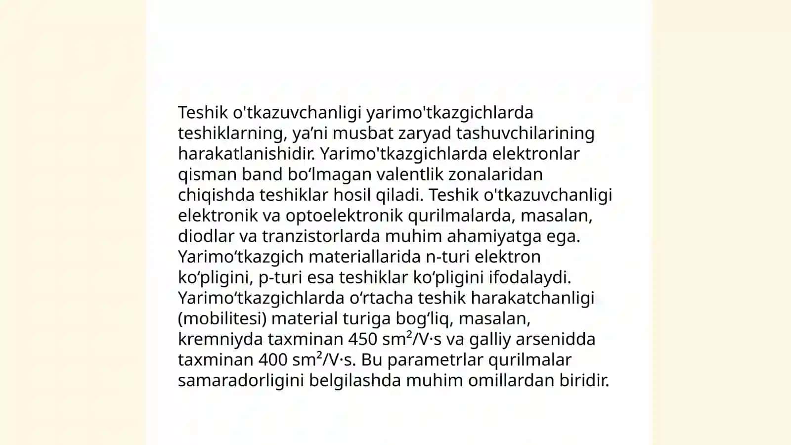 Yarimo’tkazgichlarning elektron o'tkazuvchanligi 4